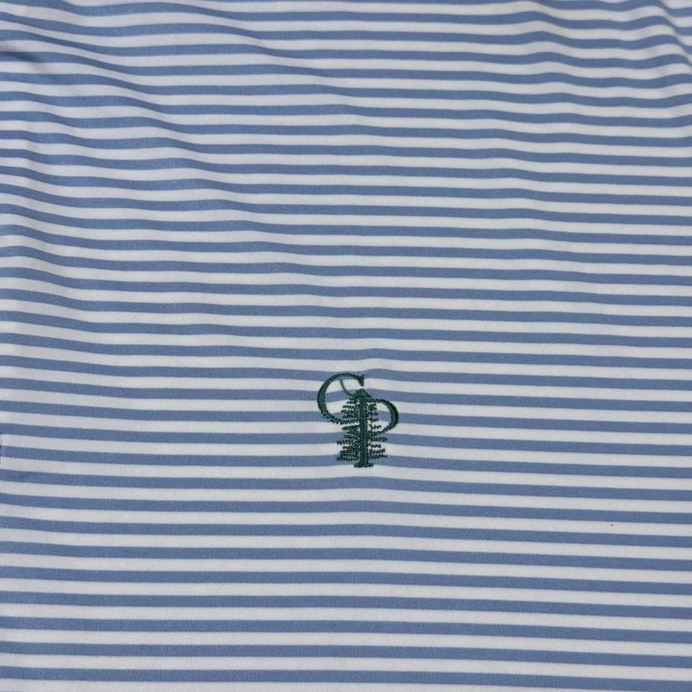 Ralph Lauren RLX Calusa Pines Golf Course Polo Shirt Mens Large Blue Striped